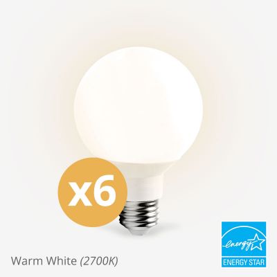 40w equivalent G25 Frosted Globe Warm White 25,000-hour Dimmable Light Bulb 